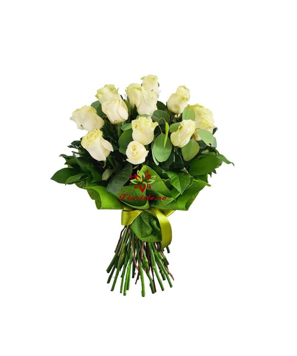 Buchet 25 Trandafiri albi