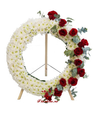 Coroana Funerara Rotunda Crizantema si Trandafir