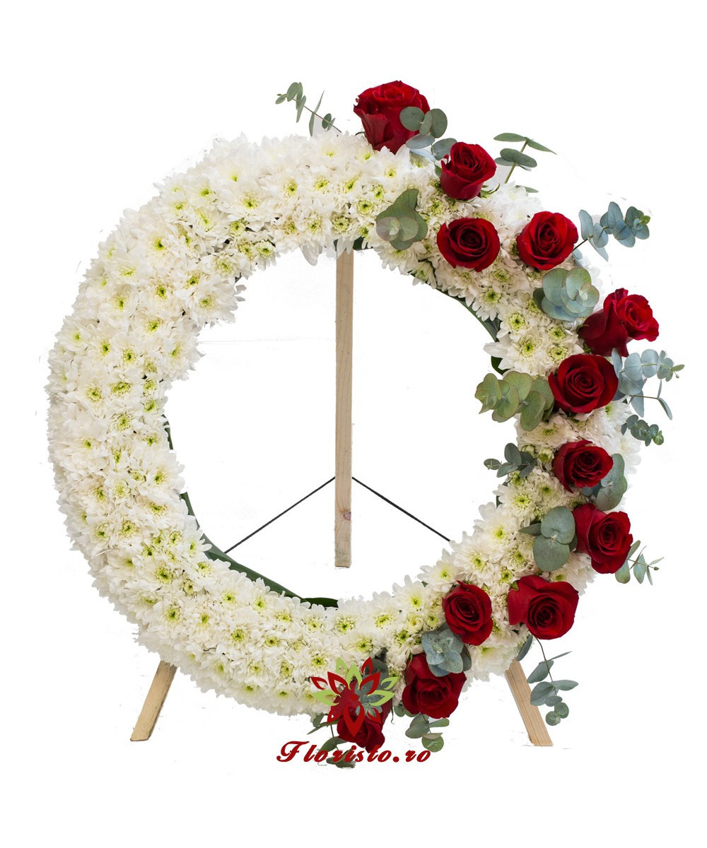 Coroana Funerara Rotunda Crizantema si Trandafir