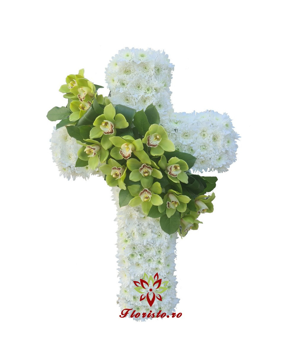 Coroana Funerara Cruce Crizantema si Orhidee