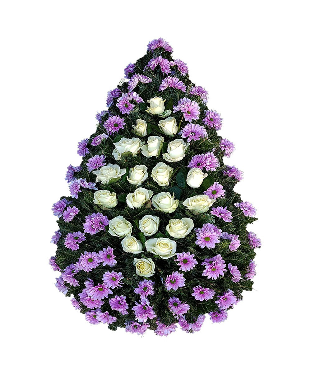 Coroana Funerara Crizantema si Trandafiri albi
