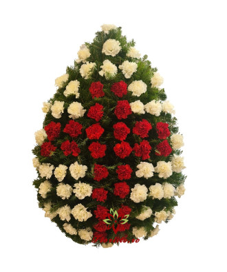 Coroana funerara Garoafe albe si rosii cruce