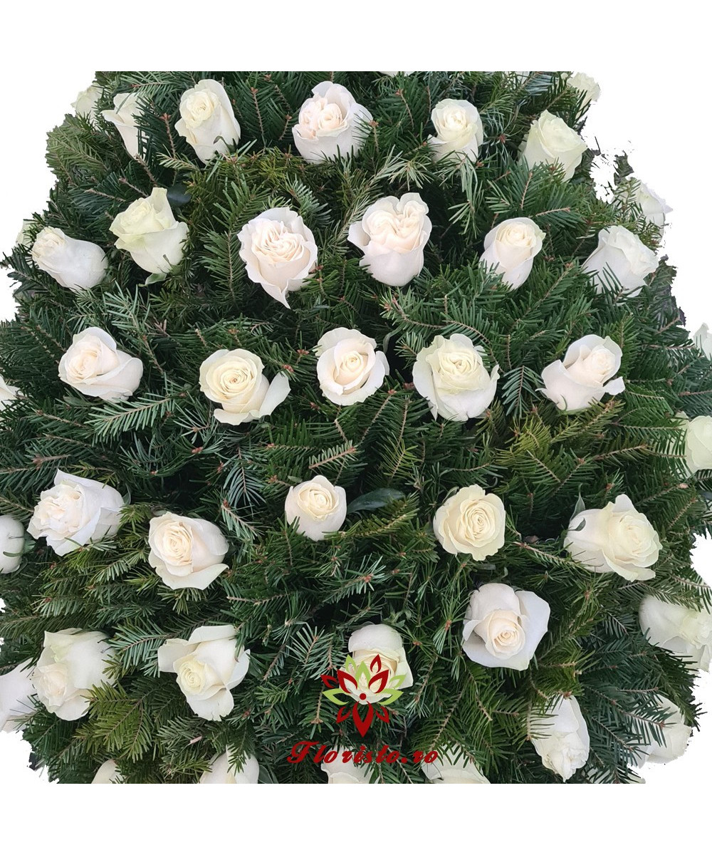 Coroana Funerara Trandafiri albi