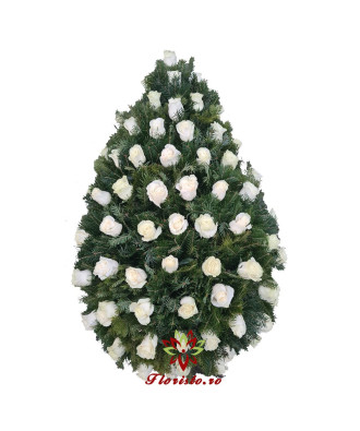 Coroana Funerara Trandafiri albi