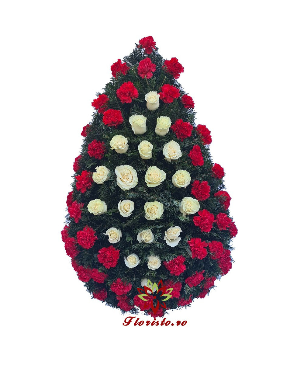 Coroana Funerara romb Trandafiri albi