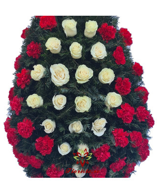 Coroana Funerara romb Trandafiri albi