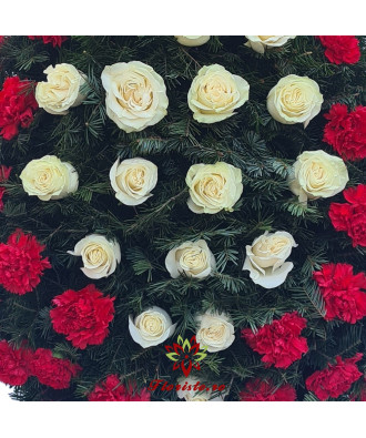Coroana Funerara romb Trandafiri albi