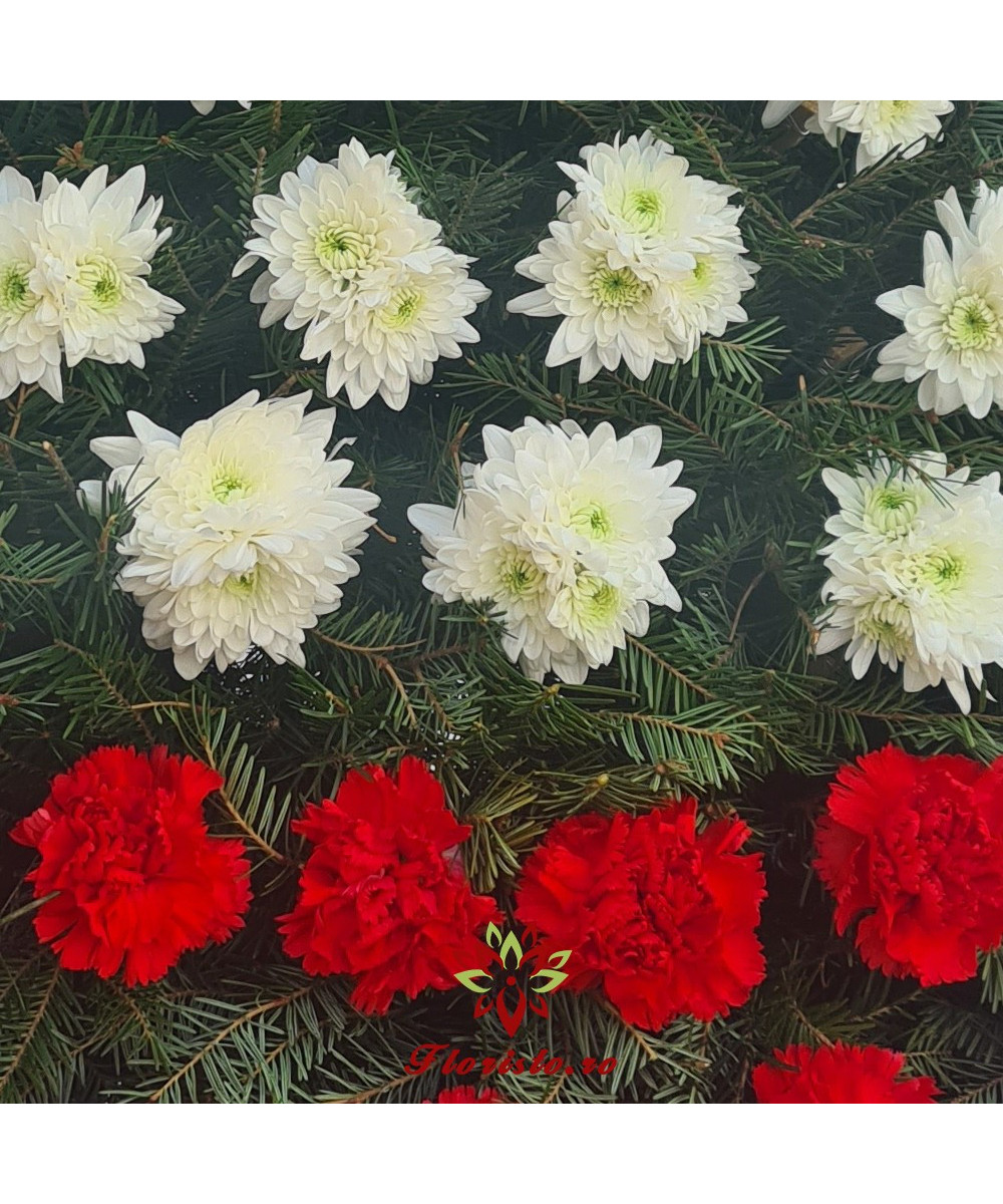 Coroana Funerara Garoafe cu triunghi din Crizantema