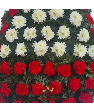 Coroana Funerara Garoafe cu triunghi din Crizantema