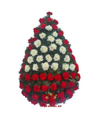 Coroana Funerara Garoafe cu triunghi din Crizantema