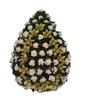 Coroana Funerara Garoafe albe si Orhidee
