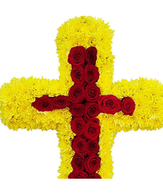 Coroana Funerara Cruce Crizantema si Trandafiri
