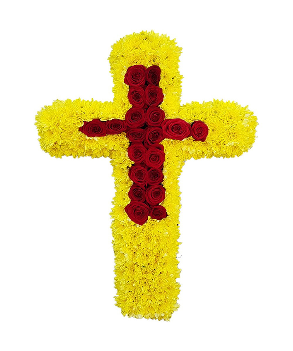 Coroana Funerara Cruce Crizantema si Trandafiri