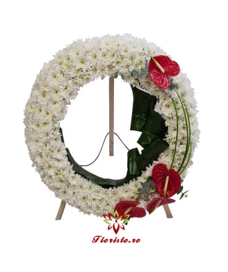 Coroana Funerara Rotunda Crizantema si Anthurium