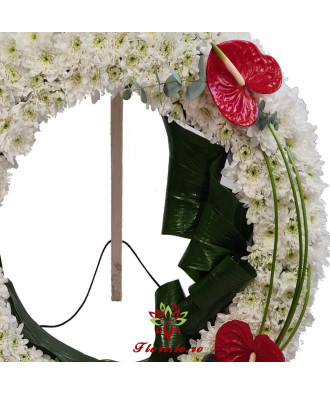 Coroana Funerara Rotunda Crizantema si Anthurium