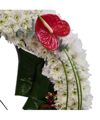 Coroana Funerara Rotunda Crizantema si Anthurium